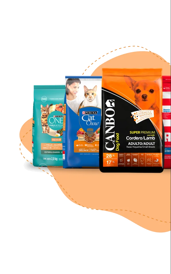 Bolsas de alimento Purina One, Cat Chow y Canbo