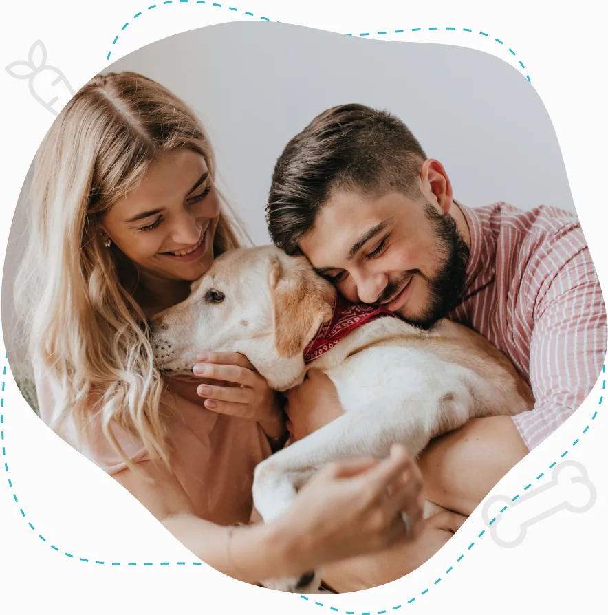 Chica abrazando a su perro con cariño