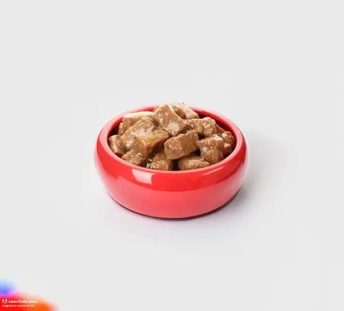 Alimento húmedo en un plato