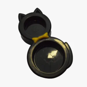 Comedero doble negro con orejas de gato